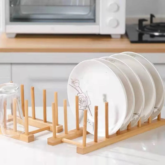 Portapiatti in Bambù – Scolapiatti Ecologico Organizer da Cucina per Piatti, Ciotole e Tazze